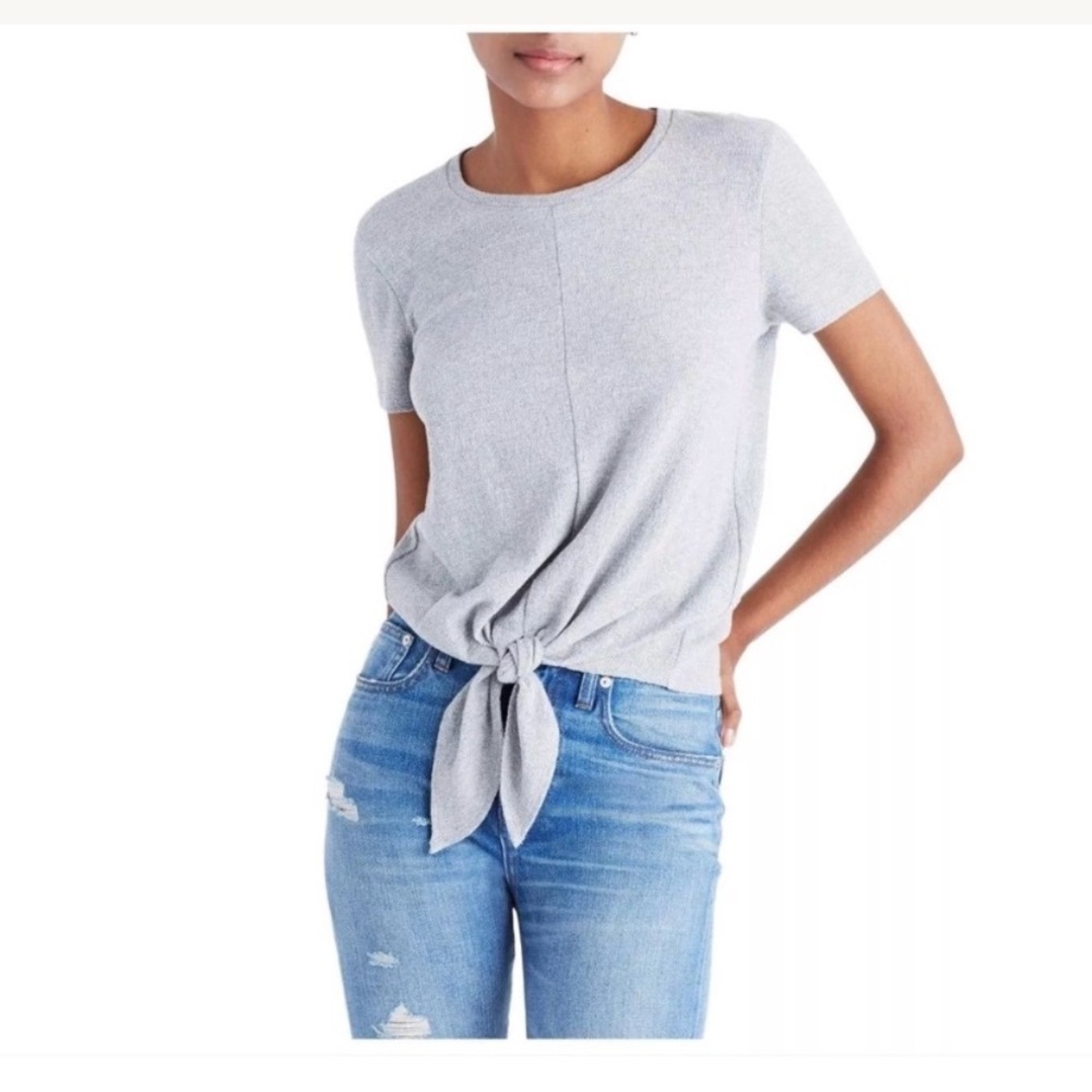 💐 Madewell Texture and thread short sleeve tie front tee
